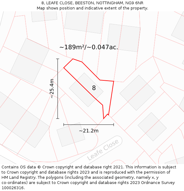 8, LEAFE CLOSE, BEESTON, NOTTINGHAM, NG9 6NR: Plot and title map