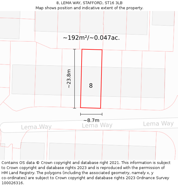 8, LEMA WAY, STAFFORD, ST16 3LB: Plot and title map