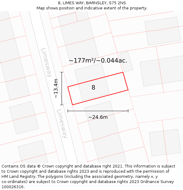 8, LIMES WAY, BARNSLEY, S75 2NS: Plot and title map
