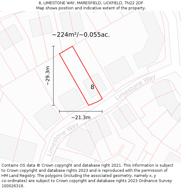 8, LIMESTONE WAY, MARESFIELD, UCKFIELD, TN22 2DF: Plot and title map