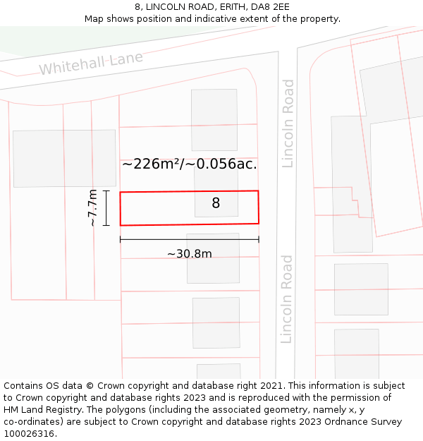 8, LINCOLN ROAD, ERITH, DA8 2EE: Plot and title map