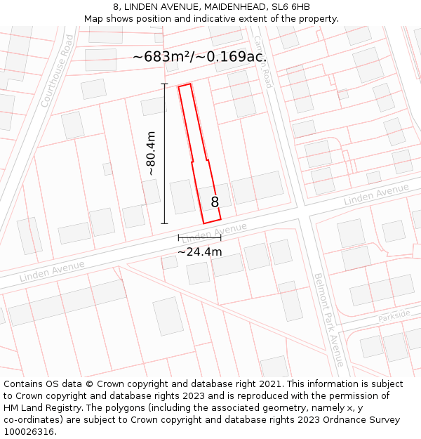 8, LINDEN AVENUE, MAIDENHEAD, SL6 6HB: Plot and title map