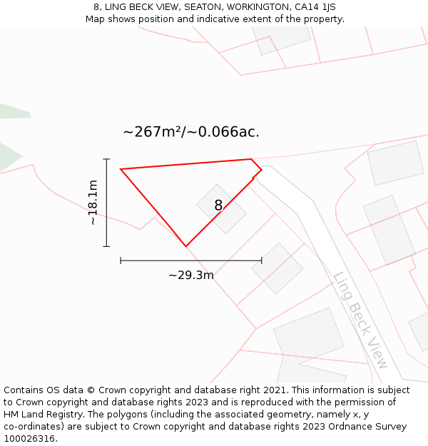8, LING BECK VIEW, SEATON, WORKINGTON, CA14 1JS: Plot and title map