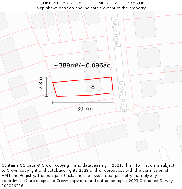 8, LINLEY ROAD, CHEADLE HULME, CHEADLE, SK8 7HP: Plot and title map