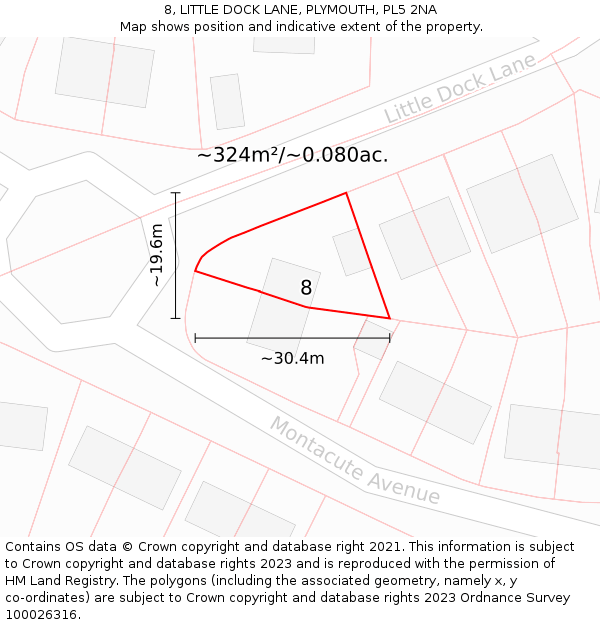 8, LITTLE DOCK LANE, PLYMOUTH, PL5 2NA: Plot and title map