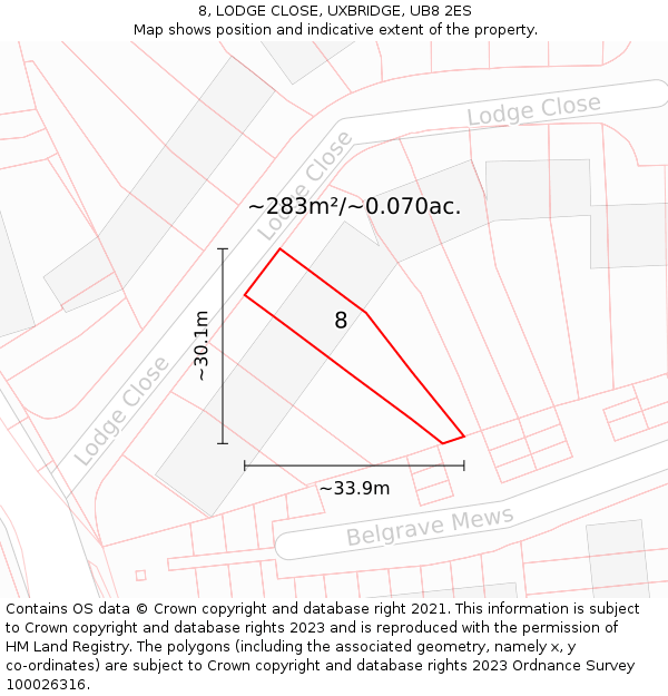 8, LODGE CLOSE, UXBRIDGE, UB8 2ES: Plot and title map