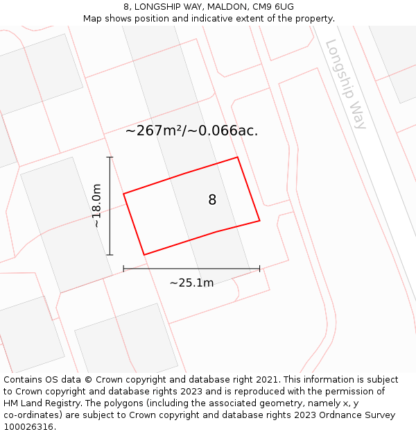 8, LONGSHIP WAY, MALDON, CM9 6UG: Plot and title map