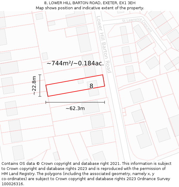 8, LOWER HILL BARTON ROAD, EXETER, EX1 3EH: Plot and title map