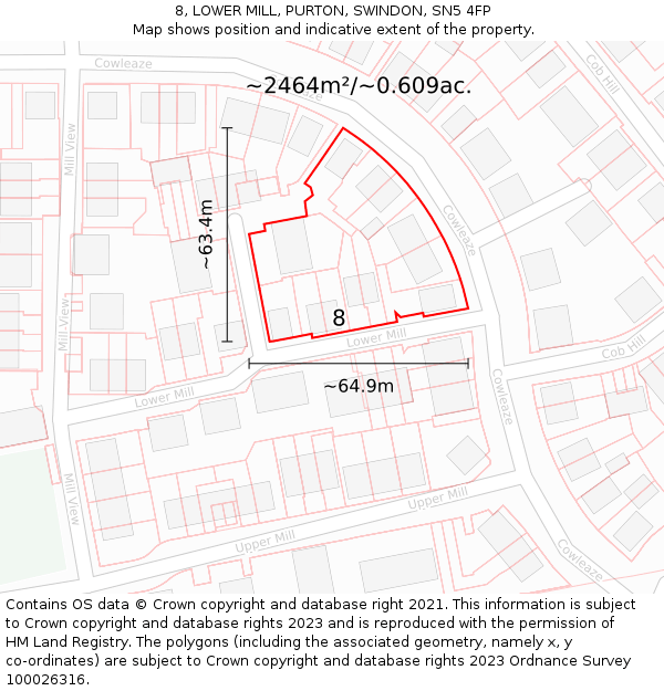 8, LOWER MILL, PURTON, SWINDON, SN5 4FP: Plot and title map
