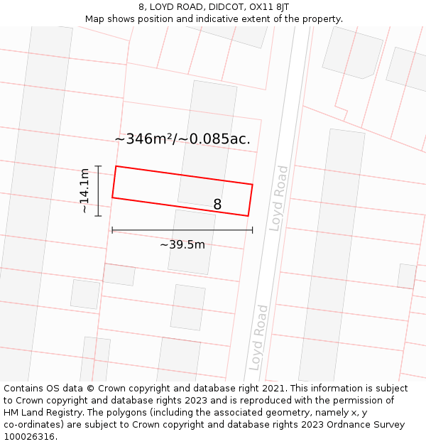 8, LOYD ROAD, DIDCOT, OX11 8JT: Plot and title map