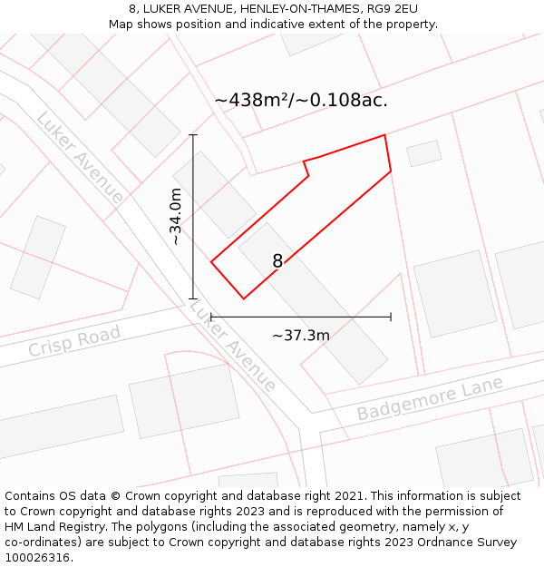 8, LUKER AVENUE, HENLEY-ON-THAMES, RG9 2EU: Plot and title map