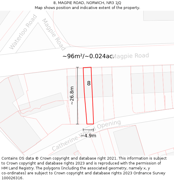 8, MAGPIE ROAD, NORWICH, NR3 1JQ: Plot and title map