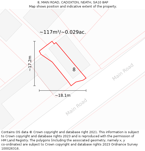 8, MAIN ROAD, CADOXTON, NEATH, SA10 8AP: Plot and title map