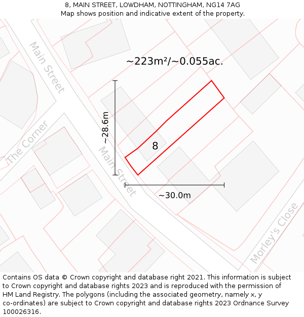 8, MAIN STREET, LOWDHAM, NOTTINGHAM, NG14 7AG: Plot and title map