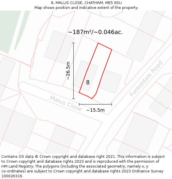 8, MALUS CLOSE, CHATHAM, ME5 9SU: Plot and title map