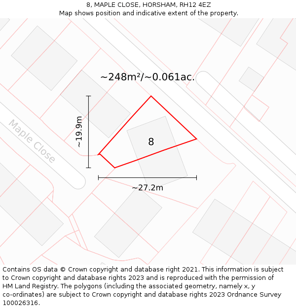8, MAPLE CLOSE, HORSHAM, RH12 4EZ: Plot and title map