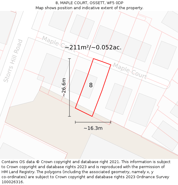 8, MAPLE COURT, OSSETT, WF5 0DP: Plot and title map