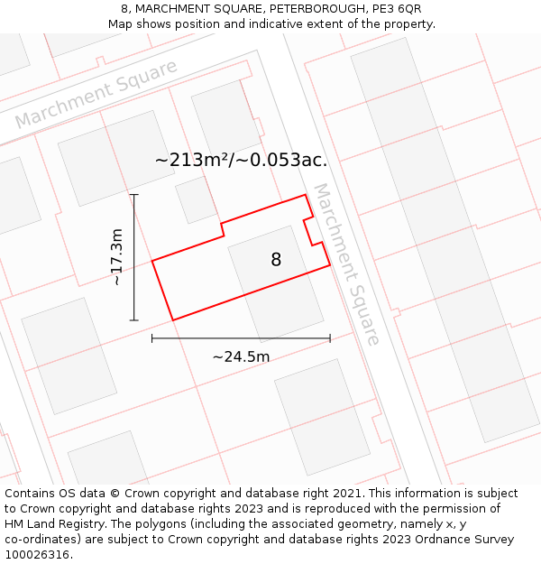 8, MARCHMENT SQUARE, PETERBOROUGH, PE3 6QR: Plot and title map