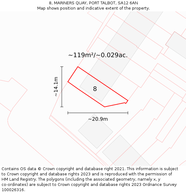 8, MARINERS QUAY, PORT TALBOT, SA12 6AN: Plot and title map