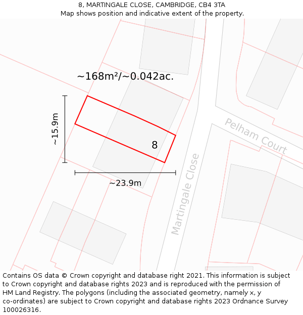 8, MARTINGALE CLOSE, CAMBRIDGE, CB4 3TA: Plot and title map