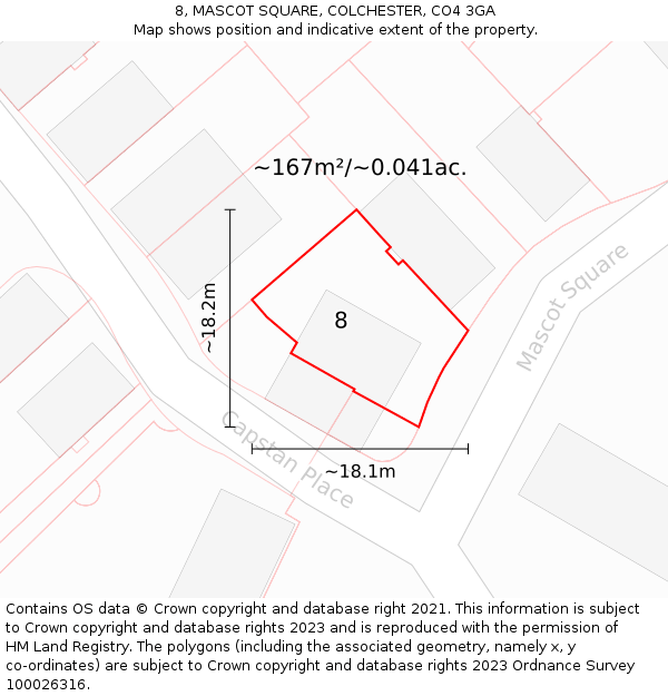 8, MASCOT SQUARE, COLCHESTER, CO4 3GA: Plot and title map