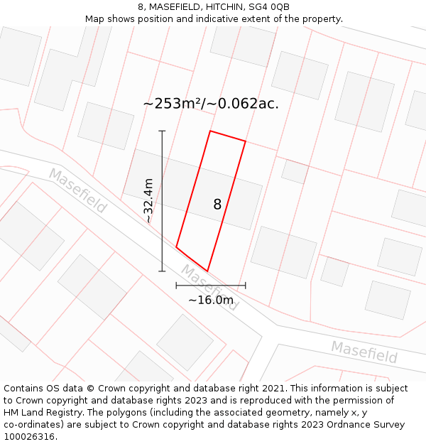 8, MASEFIELD, HITCHIN, SG4 0QB: Plot and title map