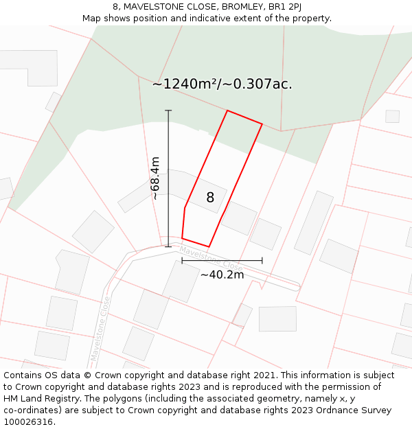 8, MAVELSTONE CLOSE, BROMLEY, BR1 2PJ: Plot and title map