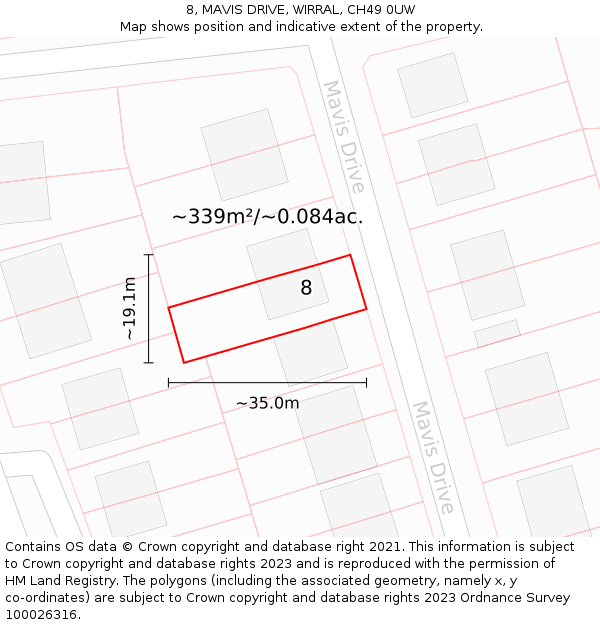 8, MAVIS DRIVE, WIRRAL, CH49 0UW: Plot and title map