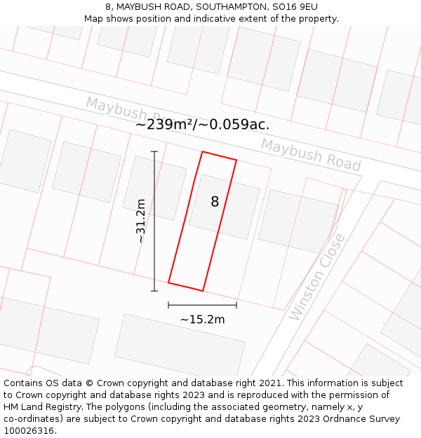 8, MAYBUSH ROAD, SOUTHAMPTON, SO16 9EU: Plot and title map