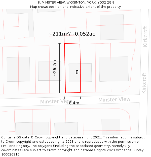 8, MINSTER VIEW, WIGGINTON, YORK, YO32 2GN: Plot and title map