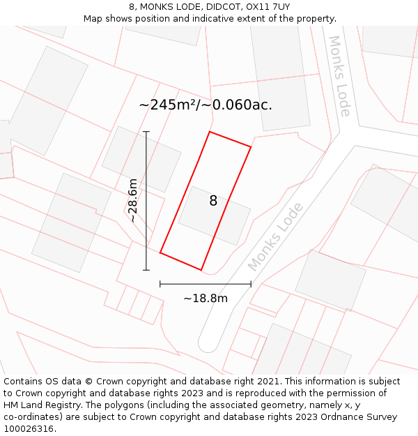 8, MONKS LODE, DIDCOT, OX11 7UY: Plot and title map