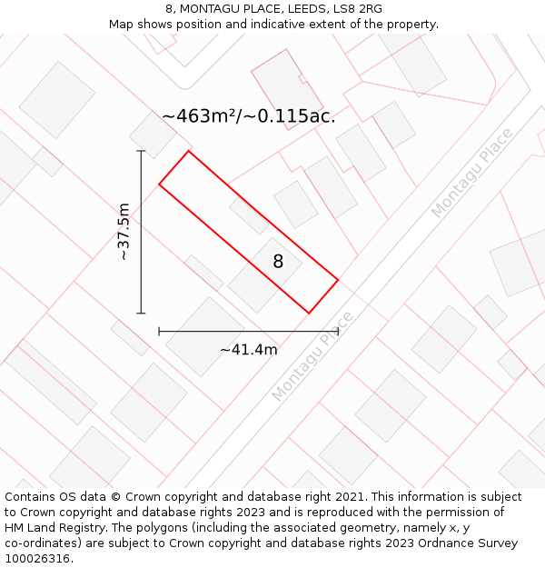 8, MONTAGU PLACE, LEEDS, LS8 2RG: Plot and title map