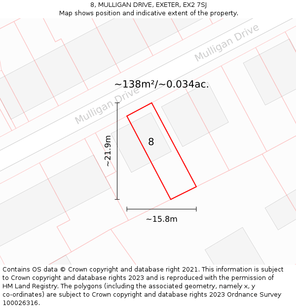 8, MULLIGAN DRIVE, EXETER, EX2 7SJ: Plot and title map