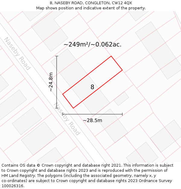 8, NASEBY ROAD, CONGLETON, CW12 4QX: Plot and title map