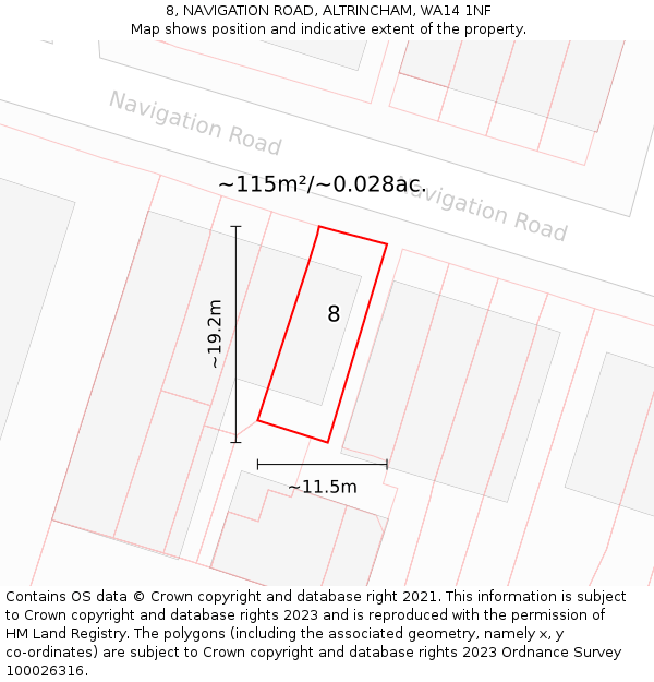 8, NAVIGATION ROAD, ALTRINCHAM, WA14 1NF: Plot and title map