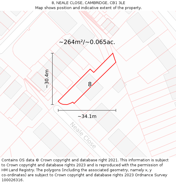 8, NEALE CLOSE, CAMBRIDGE, CB1 3LE: Plot and title map