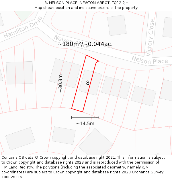 8, NELSON PLACE, NEWTON ABBOT, TQ12 2JH: Plot and title map