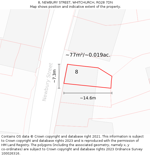 8, NEWBURY STREET, WHITCHURCH, RG28 7DN: Plot and title map