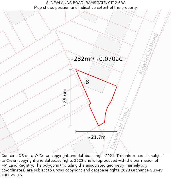8, NEWLANDS ROAD, RAMSGATE, CT12 6RG: Plot and title map