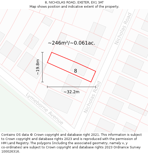 8, NICHOLAS ROAD, EXETER, EX1 3AT: Plot and title map