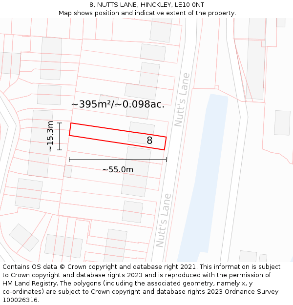 8, NUTTS LANE, HINCKLEY, LE10 0NT: Plot and title map