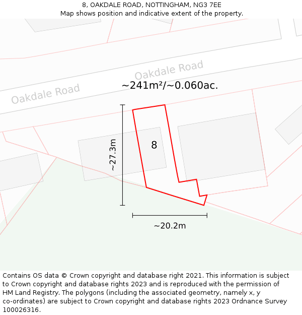 8, OAKDALE ROAD, NOTTINGHAM, NG3 7EE: Plot and title map