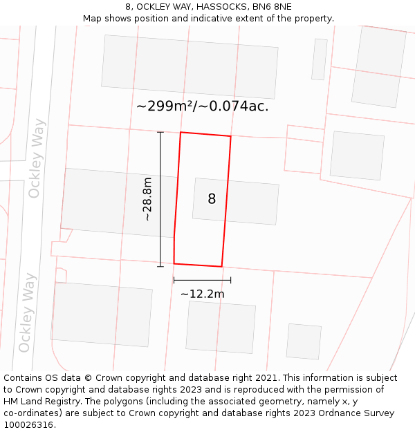 8, OCKLEY WAY, HASSOCKS, BN6 8NE: Plot and title map