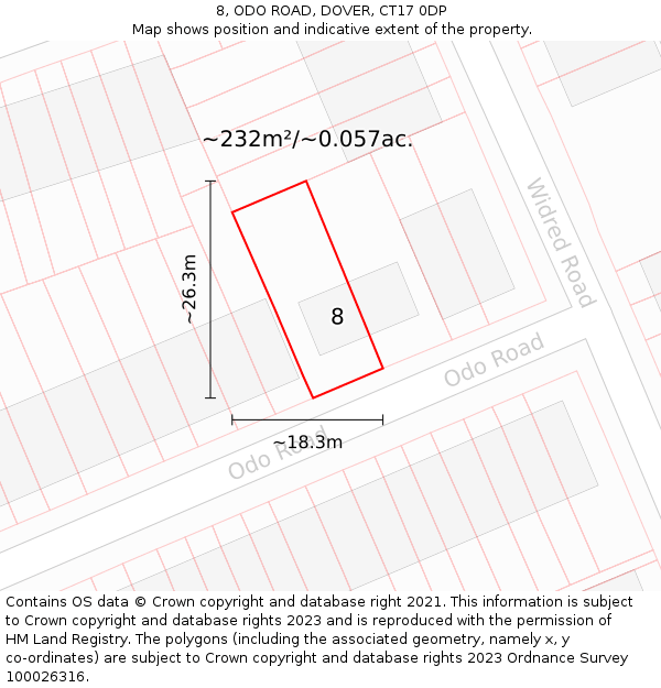 8, ODO ROAD, DOVER, CT17 0DP: Plot and title map
