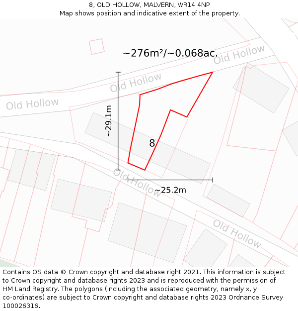 8, OLD HOLLOW, MALVERN, WR14 4NP: Plot and title map