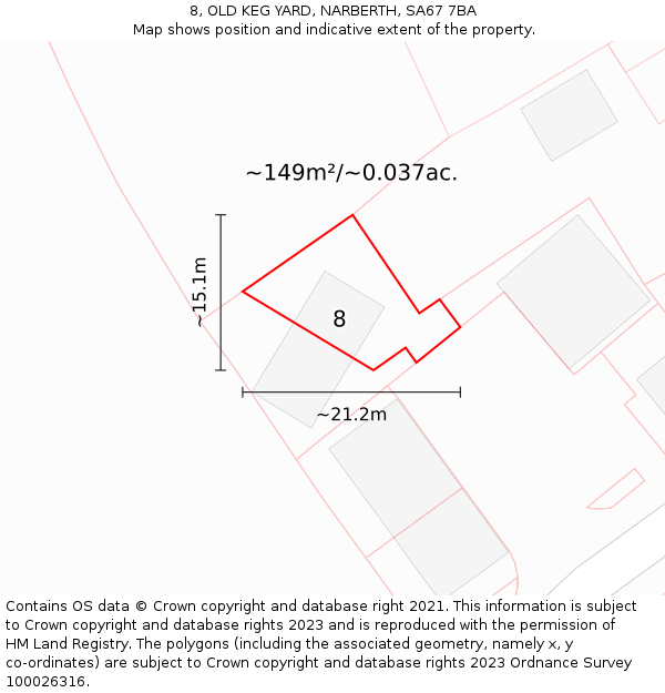 8, OLD KEG YARD, NARBERTH, SA67 7BA: Plot and title map