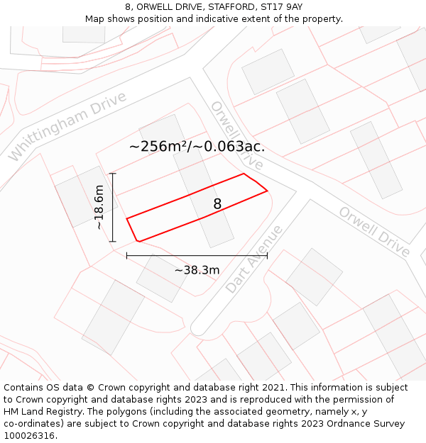 8, ORWELL DRIVE, STAFFORD, ST17 9AY: Plot and title map
