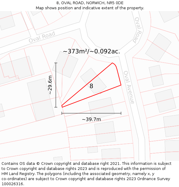 8, OVAL ROAD, NORWICH, NR5 0DE: Plot and title map