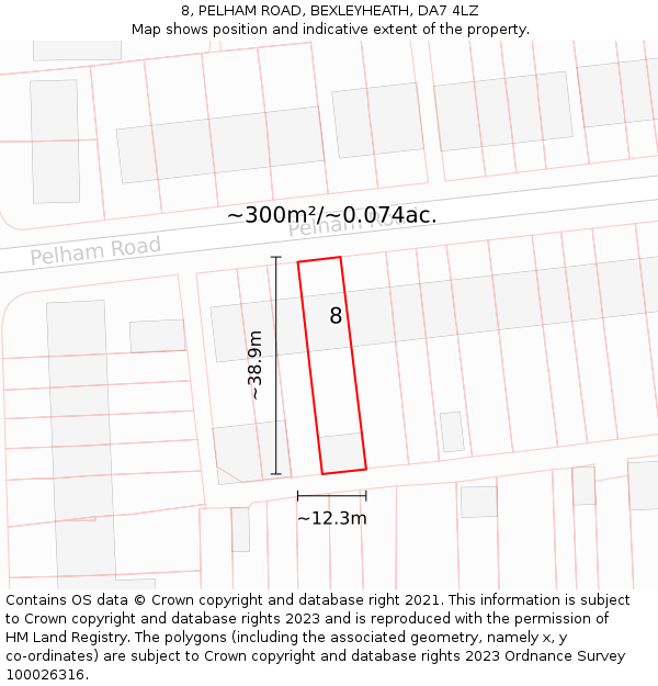 8, PELHAM ROAD, BEXLEYHEATH, DA7 4LZ: Plot and title map