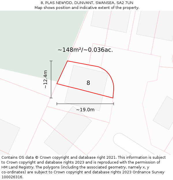8, PLAS NEWYDD, DUNVANT, SWANSEA, SA2 7UN: Plot and title map